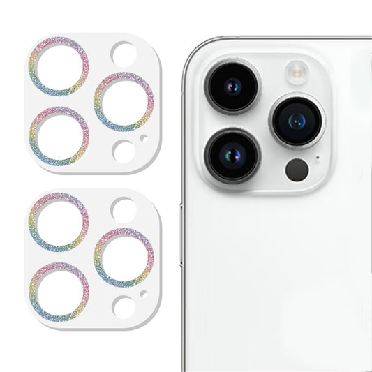 2PCS for iPhone 15 Pro / 15 Pro Max Glitter Camera Lens Protector 3D Tempered Glass Integrated Lens Film