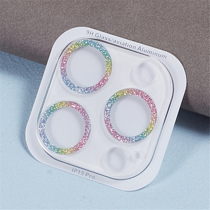 2PCS for iPhone 15 Pro / 15 Pro Max Glitter Camera Lens Protector 3D Tempered Glass Integrated Lens Film