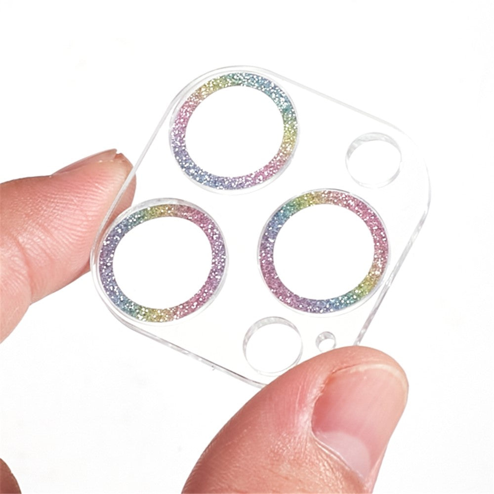 2PCS for iPhone 15 Pro / 15 Pro Max Glitter Camera Lens Protector 3D Tempered Glass Integrated Lens Film