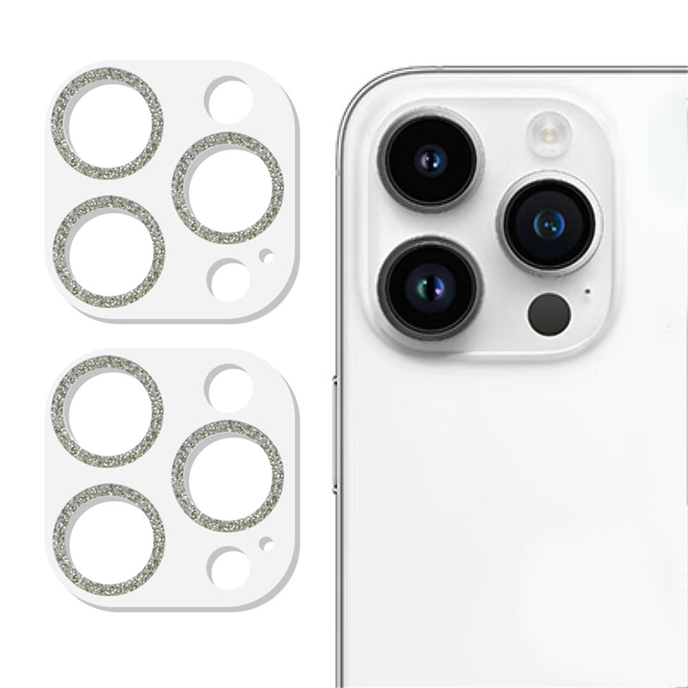 2PCS for iPhone 15 Pro / 15 Pro Max Glitter Camera Lens Protector 3D Tempered Glass Integrated Lens Film