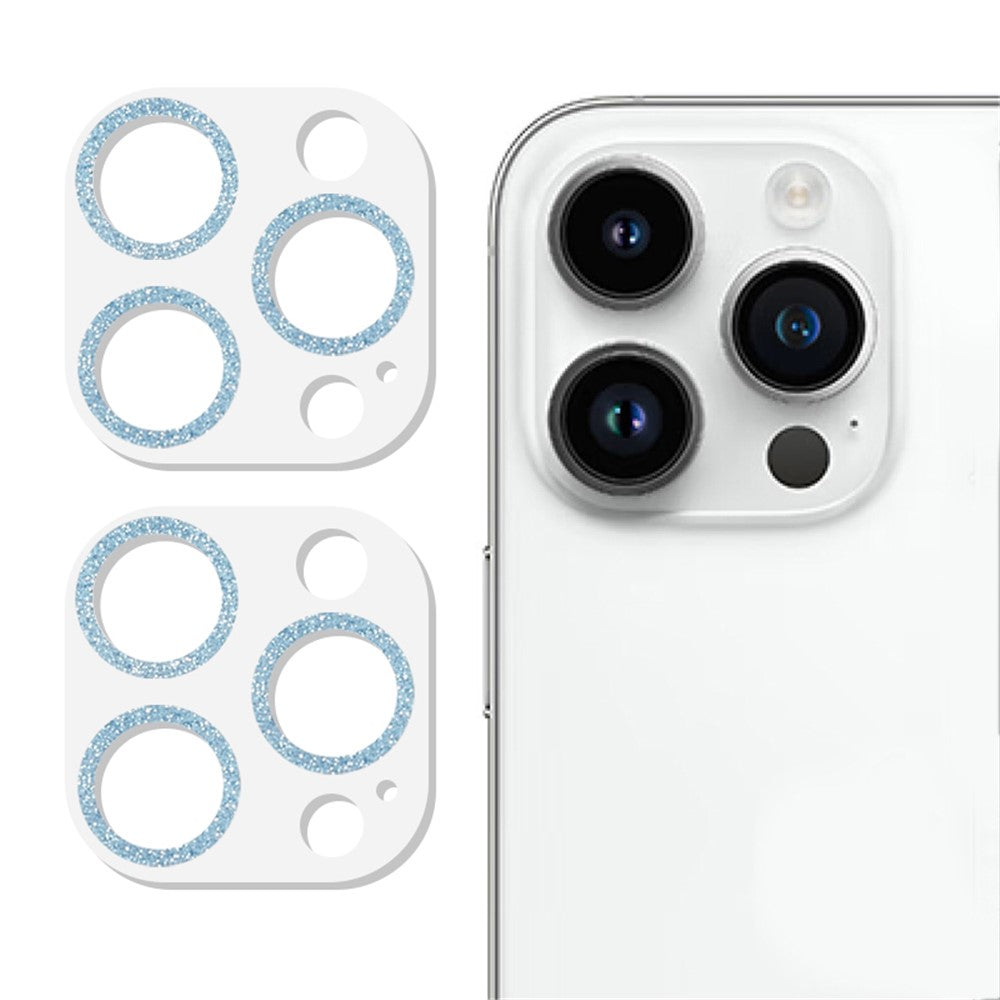 2PCS for iPhone 15 Pro / 15 Pro Max Glitter Camera Lens Protector 3D Tempered Glass Integrated Lens Film