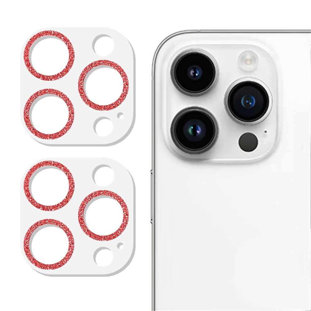 2PCS for iPhone 15 Pro / 15 Pro Max Glitter Camera Lens Protector 3D Tempered Glass Integrated Lens Film