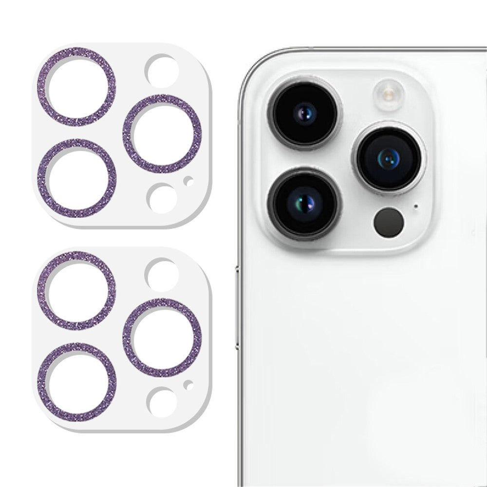 2PCS for iPhone 15 Pro / 15 Pro Max Glitter Camera Lens Protector 3D Tempered Glass Integrated Lens Film