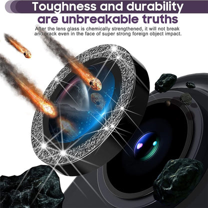 For iPhone 15 / 15 Plus Camera Lens Protector Set Glitter Metal Ring Tempered Glass Back Lens Film