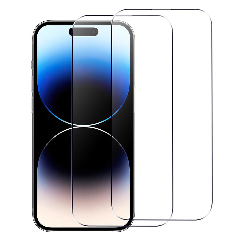 2Pcs Explosion-proof Screen Protector for iPhone 15 Pro , 2.5D Arc Edge HD Clear Tempered Glass Screen Film