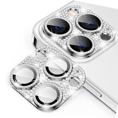 ENKAY HAT PRINCE For iPhone 15 Pro / 15 Pro Max Rhinestone Decor Lens Cover Film Aluminum Alloy+Tempered Glass Camera Lens Protector