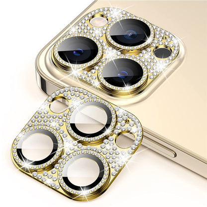 ENKAY HAT PRINCE For iPhone 15 Pro / 15 Pro Max Rhinestone Decor Lens Cover Film Aluminum Alloy+Tempered Glass Camera Lens Protector