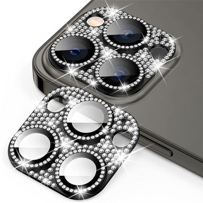 ENKAY HAT PRINCE For iPhone 15 Pro / 15 Pro Max Rhinestone Decor Lens Cover Film Aluminum Alloy+Tempered Glass Camera Lens Protector