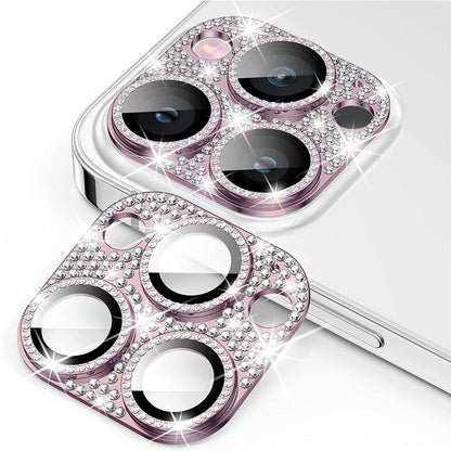 ENKAY HAT PRINCE For iPhone 15 Pro / 15 Pro Max Rhinestone Decor Lens Cover Film Aluminum Alloy+Tempered Glass Camera Lens Protector