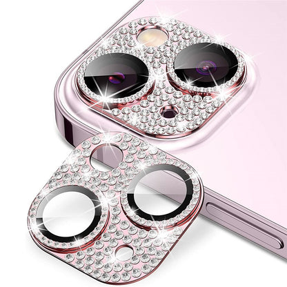 ENKAY HAT PRINCE For iPhone 15 / 15 Plus Bling Lens Film Rhinestone Decor Aluminum Alloy+Tempered Glass Camera Cover Protector