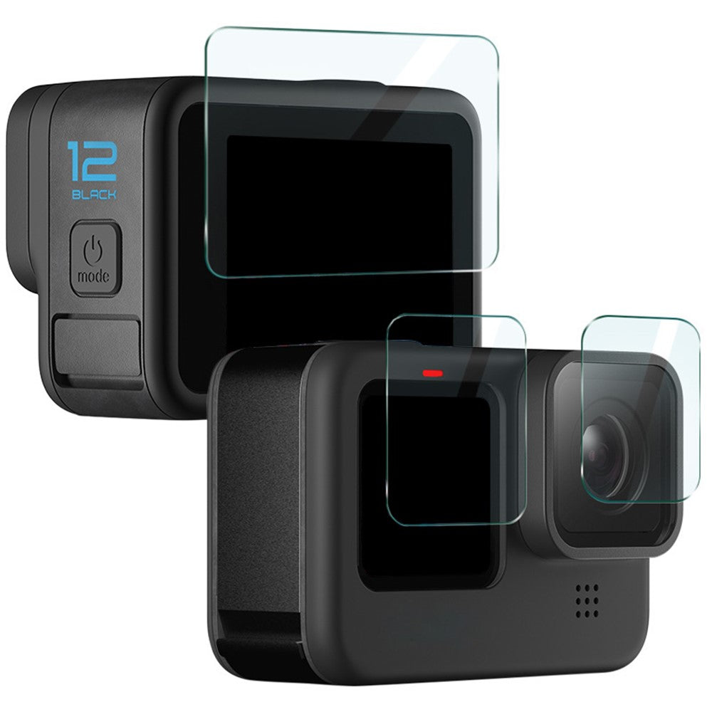 IMAK 1 Set Action Camera Screen Film for GoPro Hero 12 Black , Tempered Glass Screen Protector (Front Screen+Rear Screen+Lens)