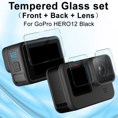 IMAK 1 Set Action Camera Screen Film for GoPro Hero 12 Black , Tempered Glass Screen Protector (Front Screen+Rear Screen+Lens)