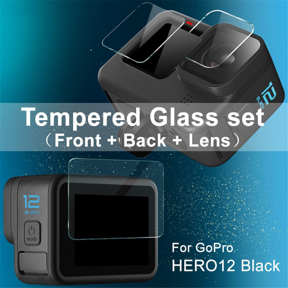 IMAK 1 Set Action Camera Screen Film for GoPro Hero 12 Black , Tempered Glass Screen Protector (Front Screen+Rear Screen+Lens)
