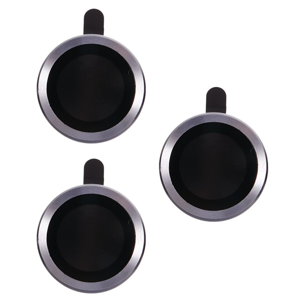 For iPhone 15 Pro / 15 Pro Max 1 Set Camera Lens Protector Metal Ring Tempered Glass Electroplating CD Vein Lens Film