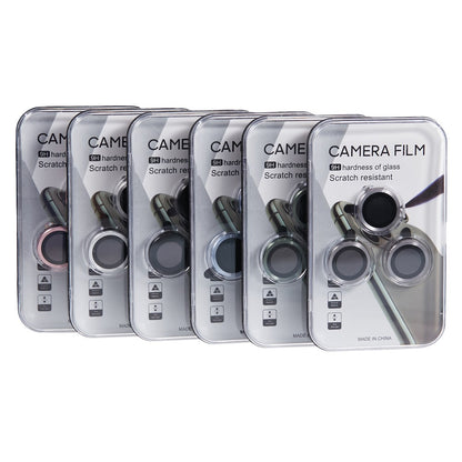 For iPhone 15 Pro / 15 Pro Max 1 Set Camera Lens Protector Metal Ring Tempered Glass Electroplating CD Vein Lens Film