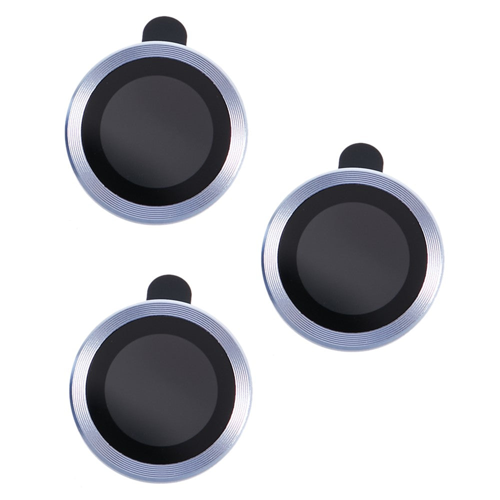 For iPhone 15 Pro / 15 Pro Max 1 Set Camera Lens Protector Metal Ring Tempered Glass Electroplating CD Vein Lens Film