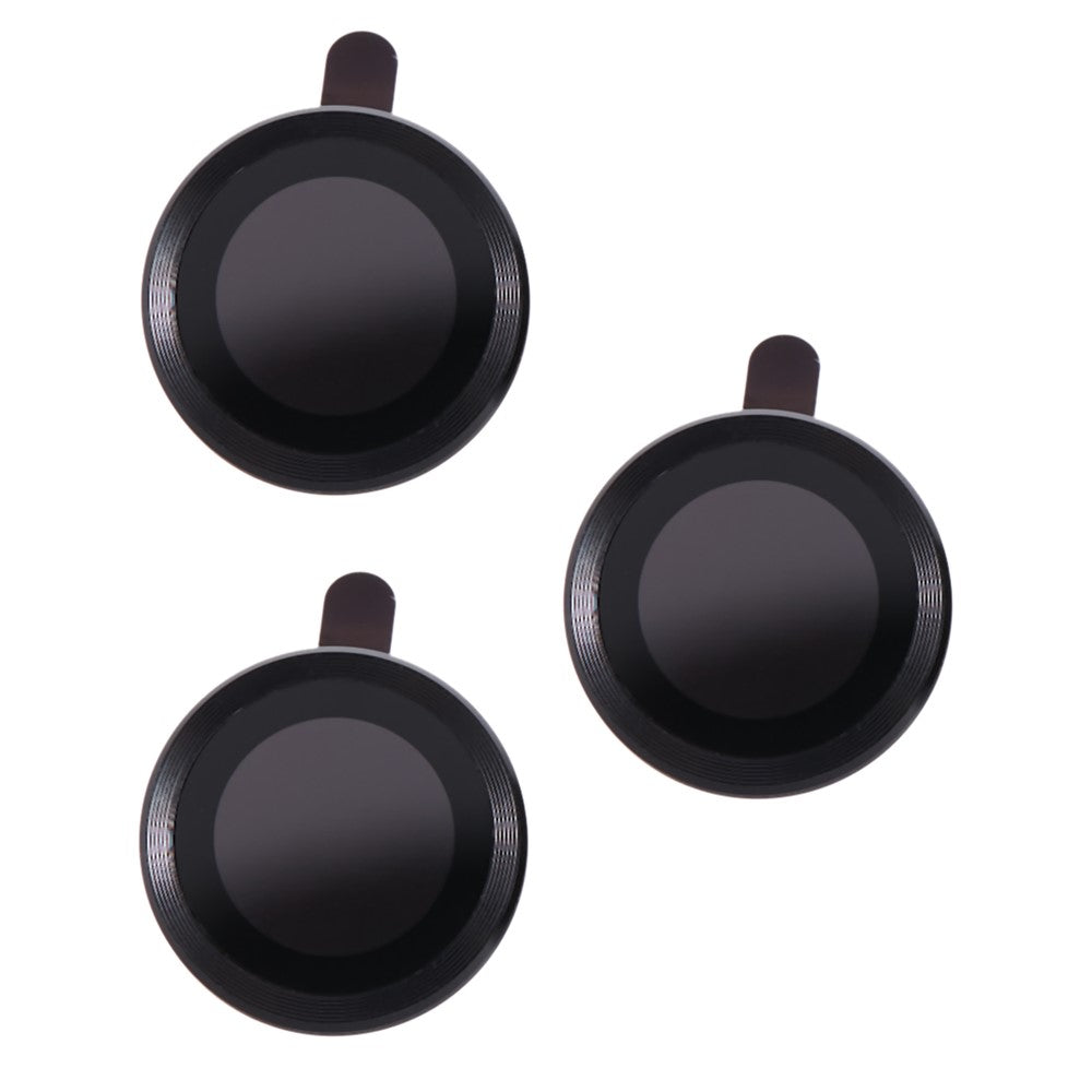 For iPhone 15 Pro / 15 Pro Max 1 Set Camera Lens Protector Metal Ring Tempered Glass Electroplating CD Vein Lens Film