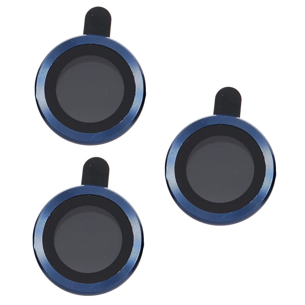 For iPhone 15 Pro / 15 Pro Max 1 Set Camera Lens Protector Metal Ring Tempered Glass Electroplating CD Vein Lens Film