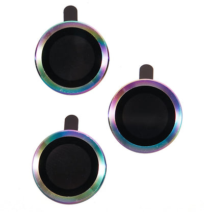 For iPhone 15 Pro / 15 Pro Max 1 Set Camera Lens Protector Metal Ring Tempered Glass Electroplating CD Vein Lens Film