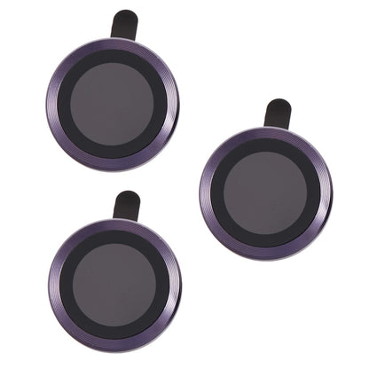 For iPhone 15 Pro / 15 Pro Max 1 Set Camera Lens Protector Metal Ring Tempered Glass Electroplating CD Vein Lens Film