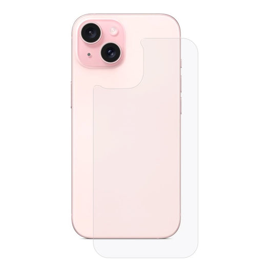 For iPhone 15 Back Protector 0.3mm Arc Edge HD Clear Tempered Glass Phone Back Film