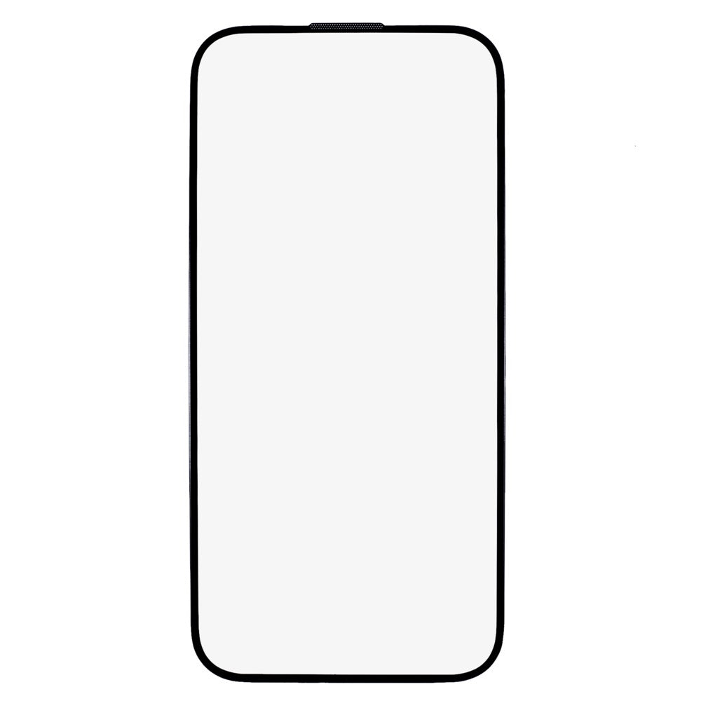 For iPhone 15 Pro Clear Screen Protector Black Edge Silk Printing Full Cover Tempered Glass Film with Dust-Proof Net