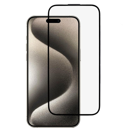 For iPhone 15 Pro Max Tempered Glass Screen Protector with Dust-Proof Net Black Edge Silk Printing Full Cover Clear Screen Film