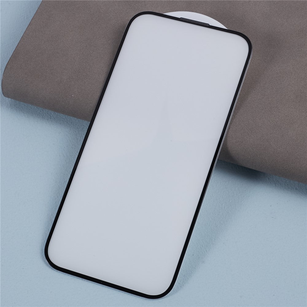 For iPhone 15 Pro Max Tempered Glass Screen Protector with Dust-Proof Net Black Edge Silk Printing Full Cover Clear Screen Film