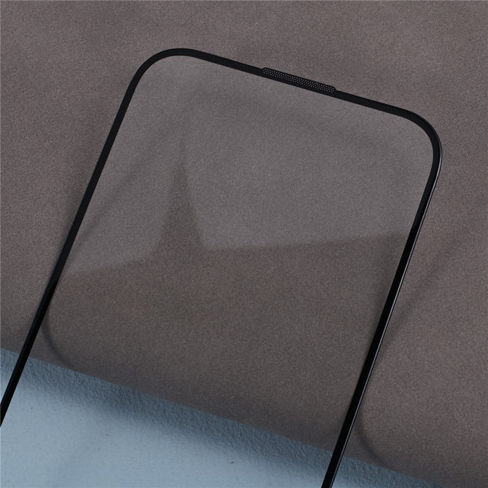 For iPhone 15 Pro Max Tempered Glass Screen Protector with Dust-Proof Net Black Edge Silk Printing Full Cover Clear Screen Film
