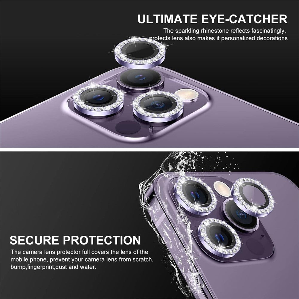 ENKAY HAT PRINCE 1 Set For iPhone 15 Pro / 15 Pro Max Camera Lens Protector Rhinestone Decor Rear Lens Film