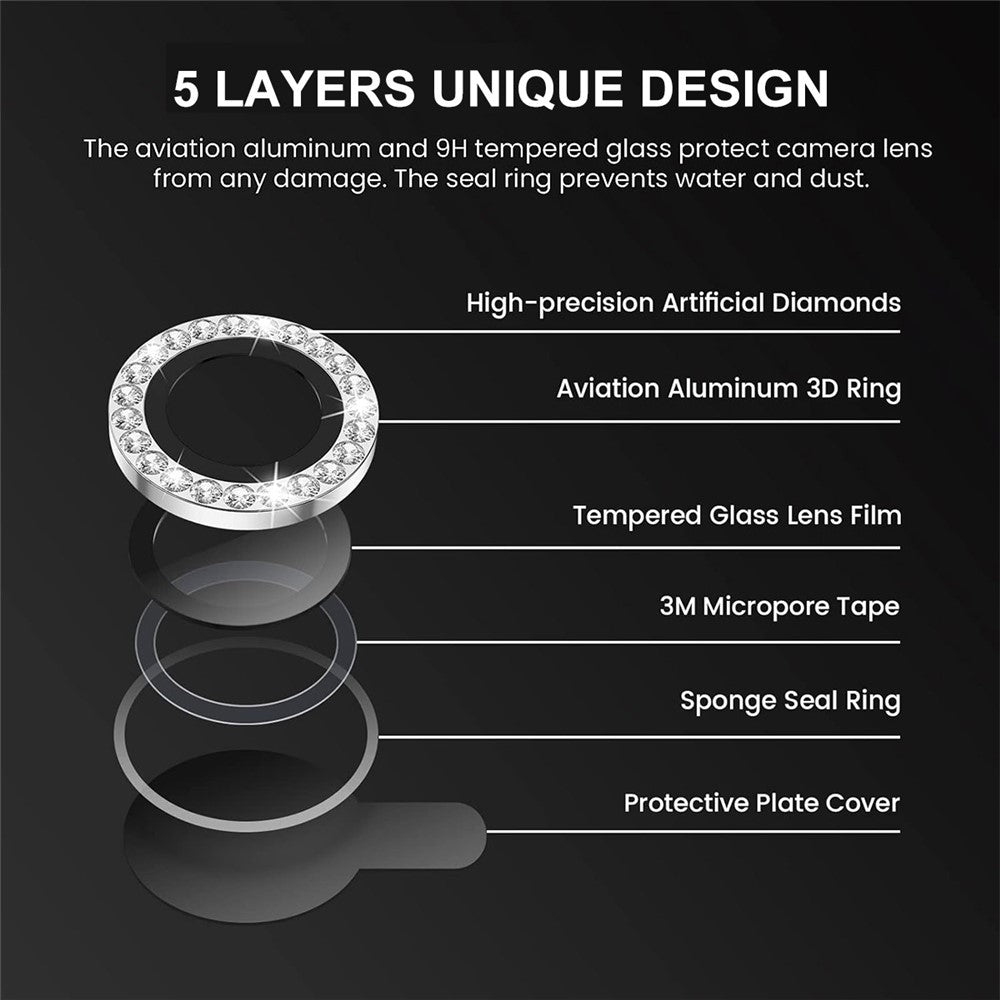 ENKAY HAT PRINCE 1 Set For iPhone 15 Pro / 15 Pro Max Camera Lens Protector Rhinestone Decor Rear Lens Film