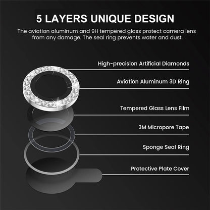 ENKAY HAT PRINCE 1 Set For iPhone 15 Pro / 15 Pro Max Camera Lens Protector Rhinestone Decor Rear Lens Film