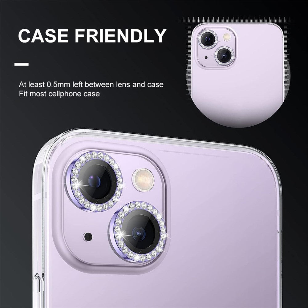 ENKAY HAT PRINCE 1 Set For iPhone 15 / 15 Plus Camera Lens Protector AR HD Clear Rhinestone Rear Lens Film