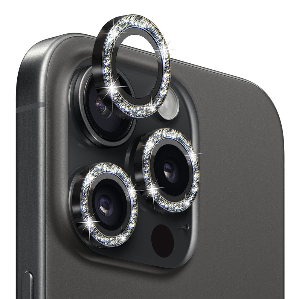 NORTHJO 1 Set For iPhone 15 Pro / 15 Pro Max Camera Lens Film Tempered Glass+Metal Glitter Rear Lens Protector