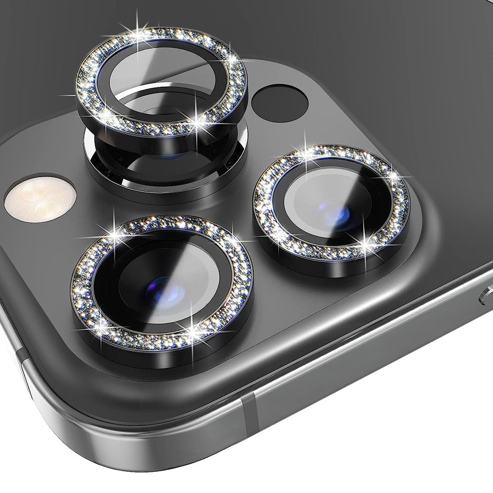 NORTHJO 1 Set For iPhone 15 Pro / 15 Pro Max Camera Lens Film Tempered Glass+Metal Glitter Rear Lens Protector