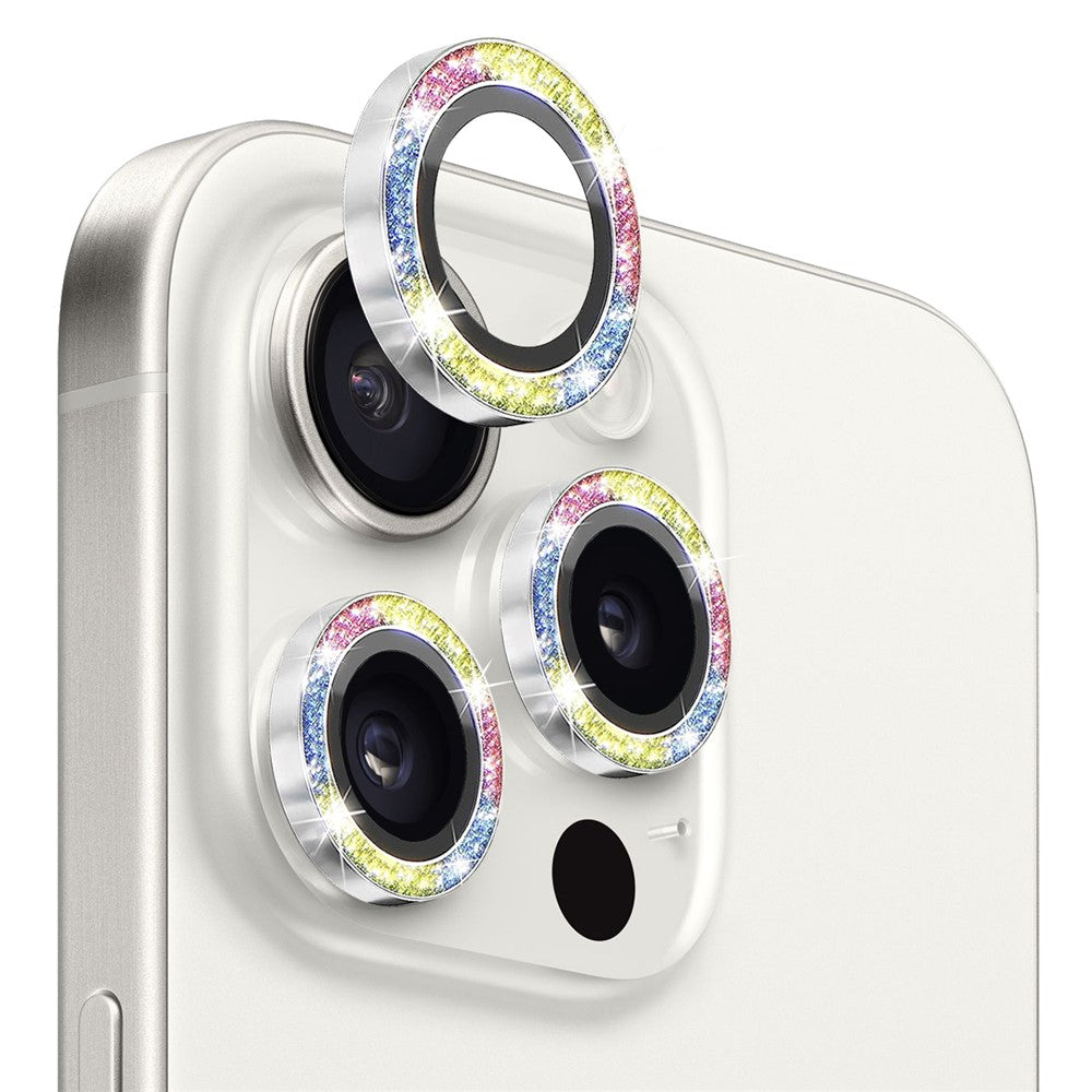 NORTHJO 1 Set For iPhone 15 Pro / 15 Pro Max Camera Lens Film Tempered Glass+Metal Glitter Rear Lens Protector