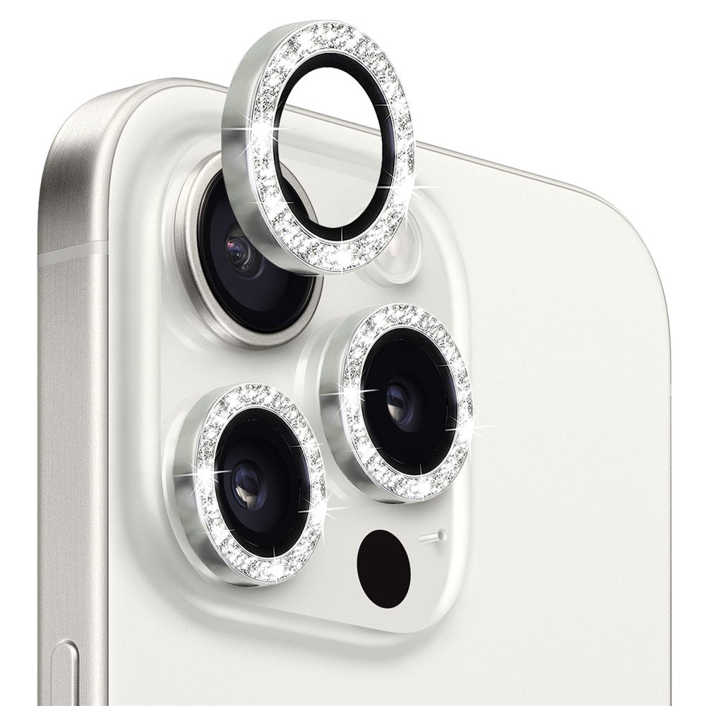NORTHJO 1 Set For iPhone 15 Pro / 15 Pro Max Camera Lens Film Tempered Glass+Metal Glitter Rear Lens Protector