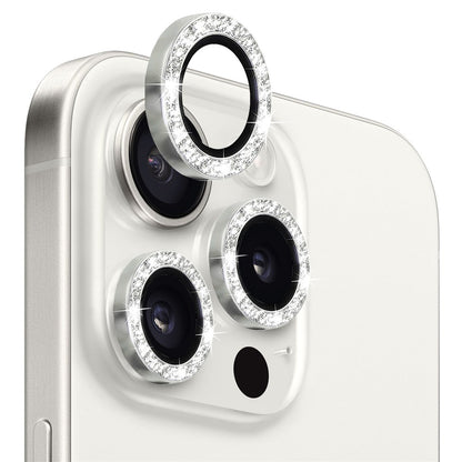NORTHJO 1 Set For iPhone 15 Pro / 15 Pro Max Camera Lens Film Tempered Glass+Metal Glitter Rear Lens Protector