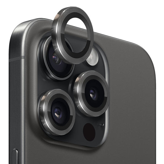 NORTHJO 1 Set For iPhone 15 Pro / 15 Pro Max Camera Lens Film CD Vein Metal Ring + Tempered Glass Lens Film