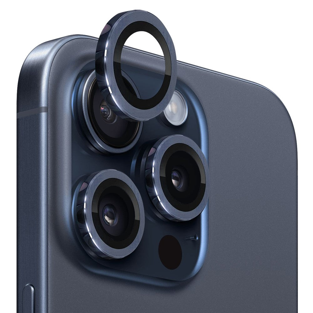 NORTHJO 1 Set For iPhone 15 Pro / 15 Pro Max Camera Lens Film CD Vein Metal Ring + Tempered Glass Lens Film