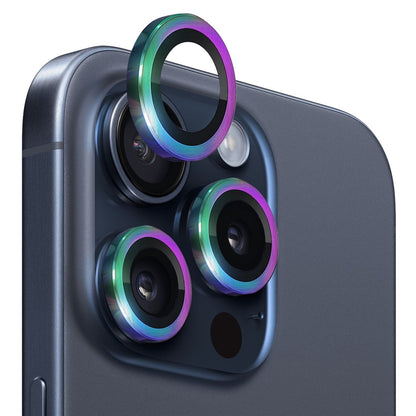 NORTHJO 1 Set For iPhone 15 Pro / 15 Pro Max Camera Lens Film CD Vein Metal Ring + Tempered Glass Lens Film
