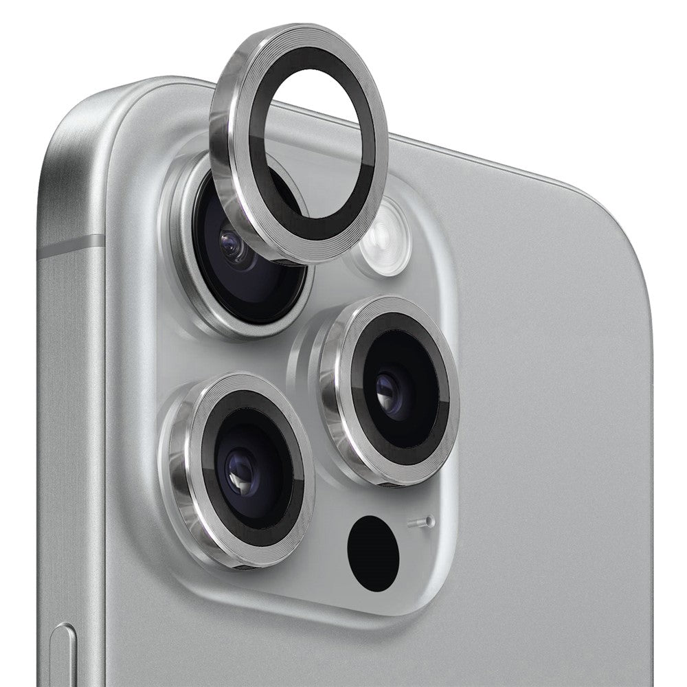 NORTHJO 1 Set For iPhone 15 Pro / 15 Pro Max Camera Lens Film CD Vein Metal Ring + Tempered Glass Lens Film