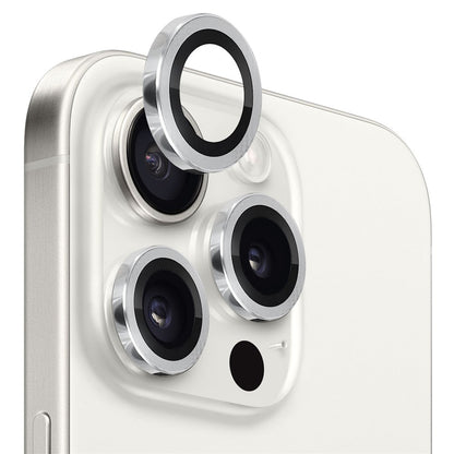 NORTHJO 1 Set For iPhone 15 Pro / 15 Pro Max Camera Lens Film CD Vein Metal Ring + Tempered Glass Lens Film