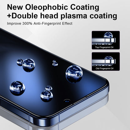 YONGPOLY For iPhone 13 Pro Max / 14 Plus Screen Protector Silk Printing Anti-Spy Tempered Glass Film with Dust-Proof Net