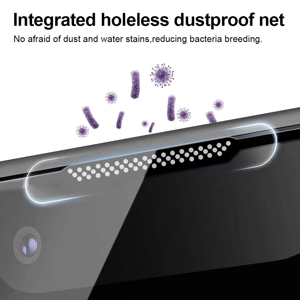 YONGPOLY For iPhone 13 Pro Max / 14 Plus Screen Protector Silk Printing Anti-Spy Tempered Glass Film with Dust-Proof Net