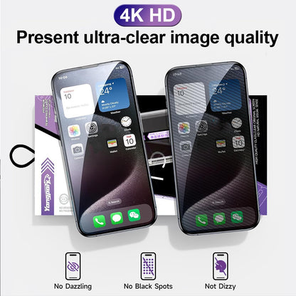 YONGPOLY For iPhone 13 Pro Max / 14 Plus Screen Protector Silk Printing Anti-Spy Tempered Glass Film with Dust-Proof Net