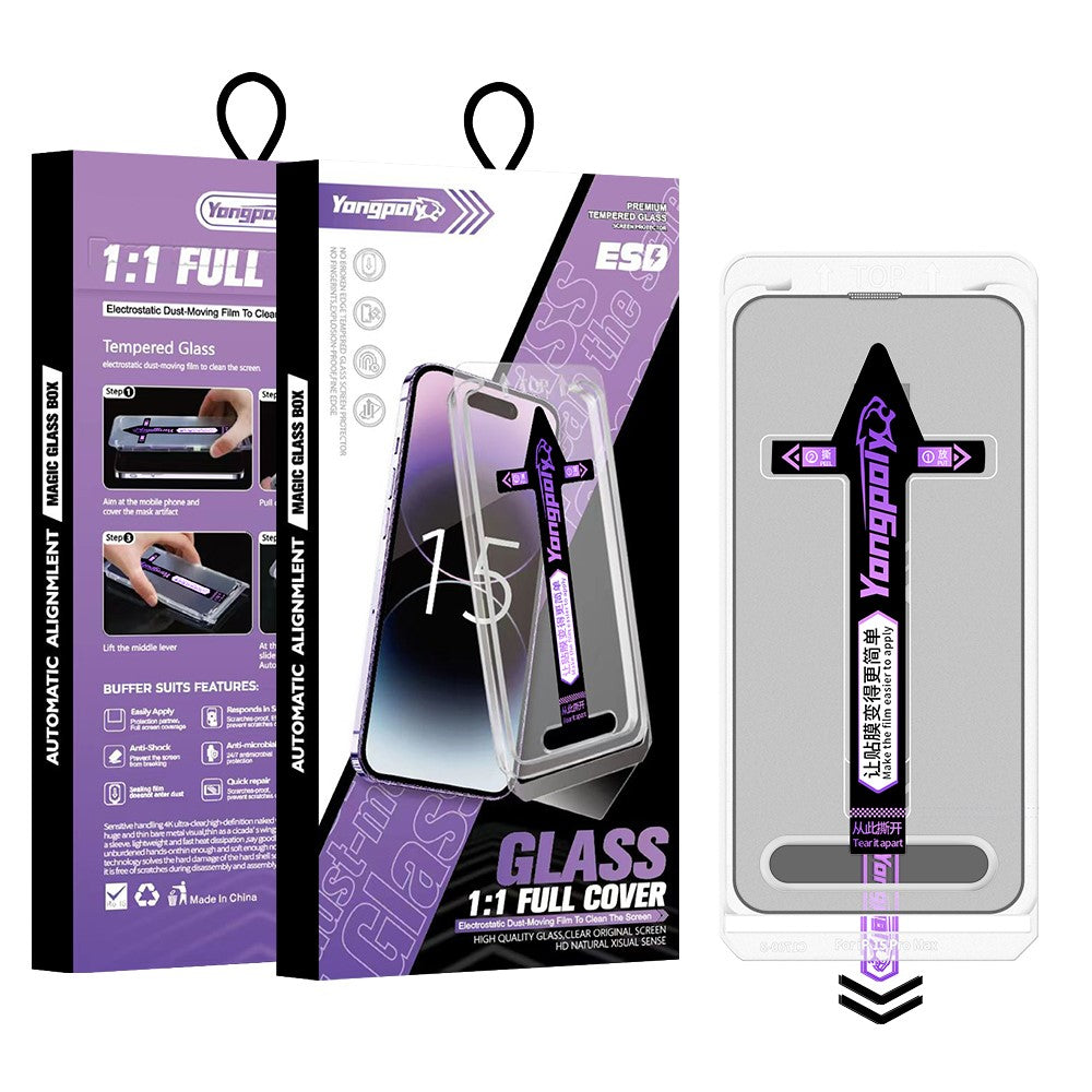 YONGPOLY For iPhone 13 Pro Max / 14 Plus Screen Protector Tempered Glass Film with Dust-Proof Net