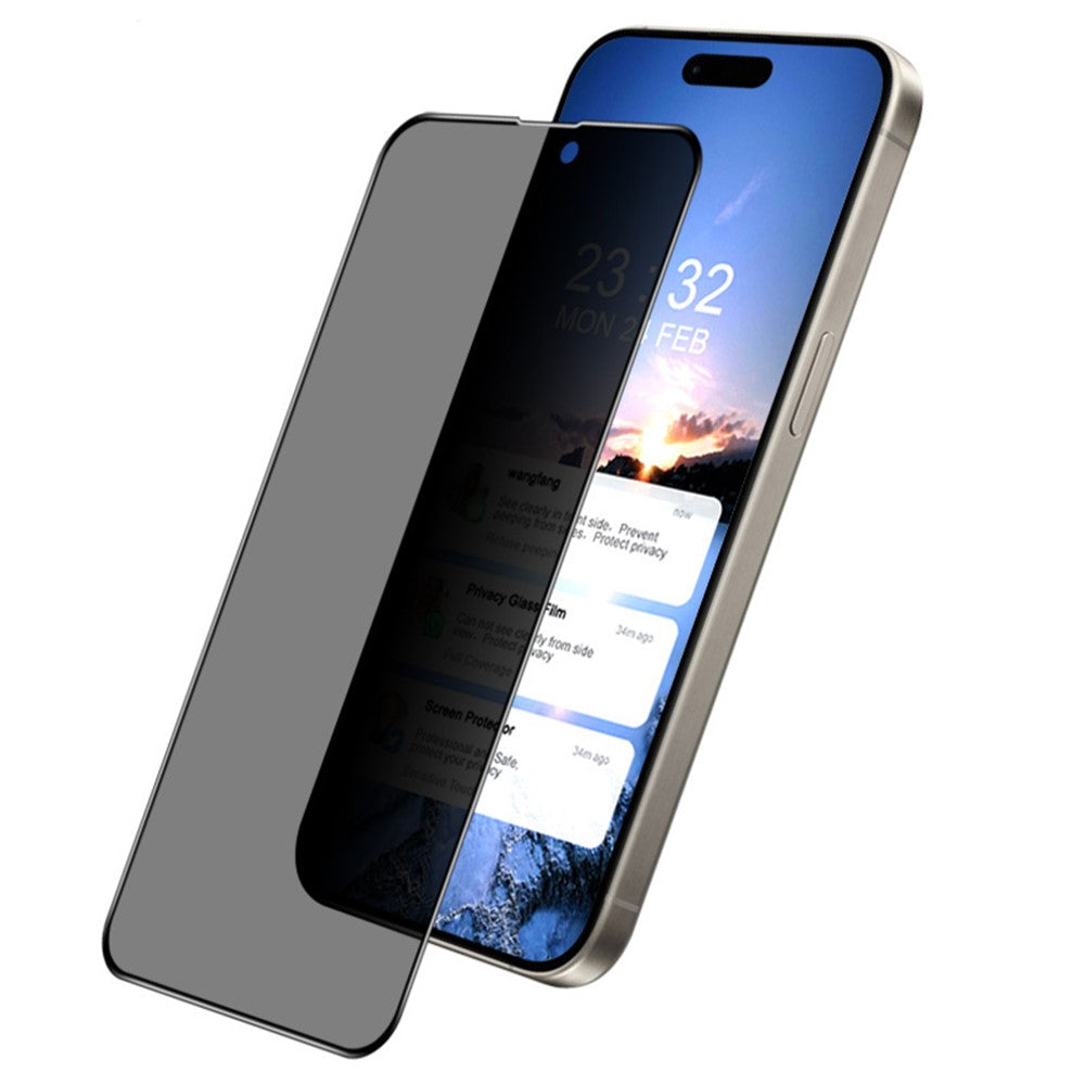 IMAK For iPhone 15 Pro Anti-spy Tempered Glass Film Full Cover AB Glue Screen Protector