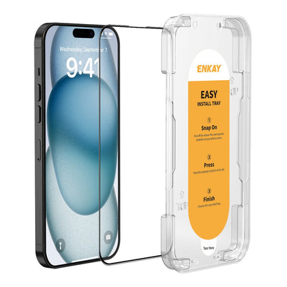 ENKAY HAT PRINCE For iPhone 16 Plus / 15 Plus High Aluminium-Silicon Glass Film 9H Anti-Fingerprint Screen Protector
