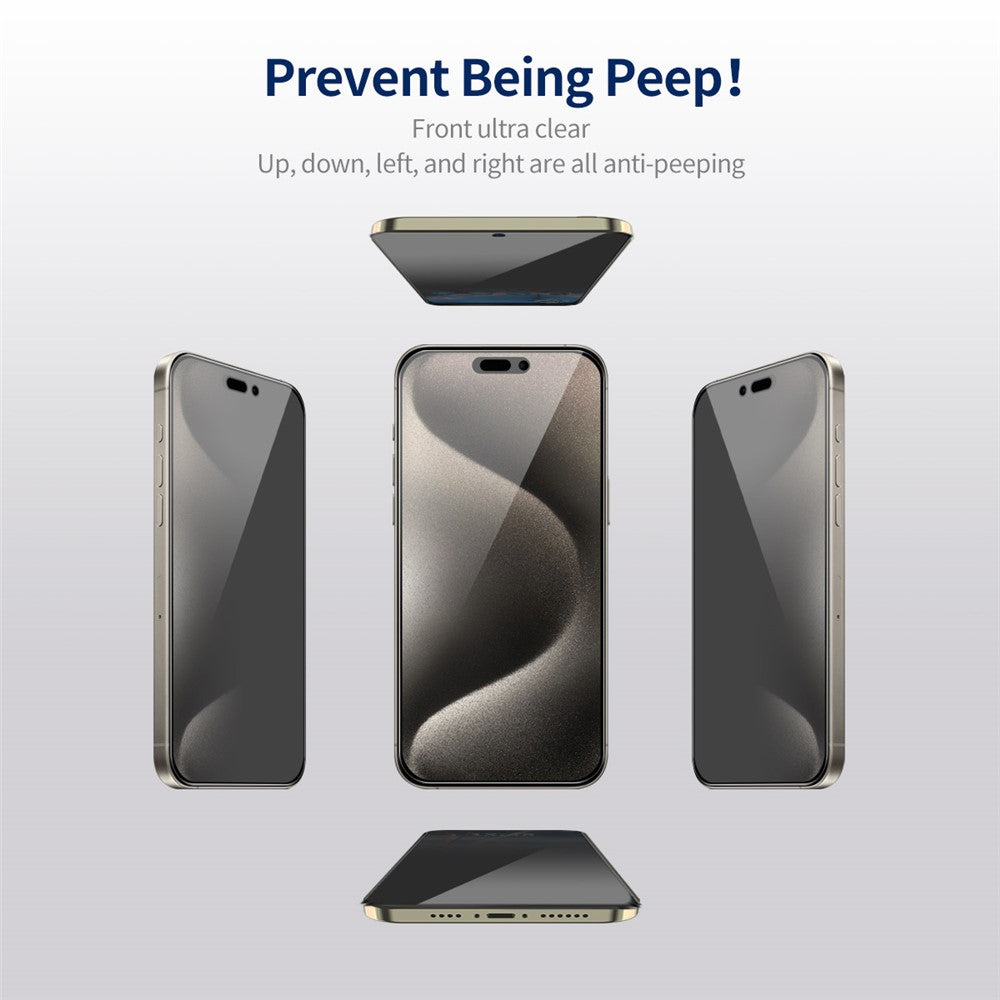 ENKAY HAT PRINCE For iPhone 15 Pro Max Anti-peep Film Silk Printing Ultra Clear Screen Protector